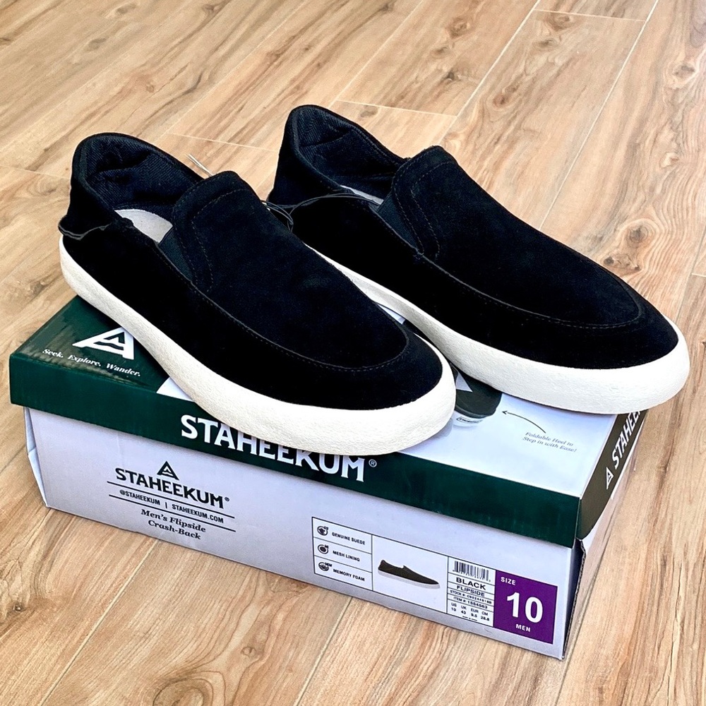Staheekum Men's Black Genuine Suede Flipside Sneaker